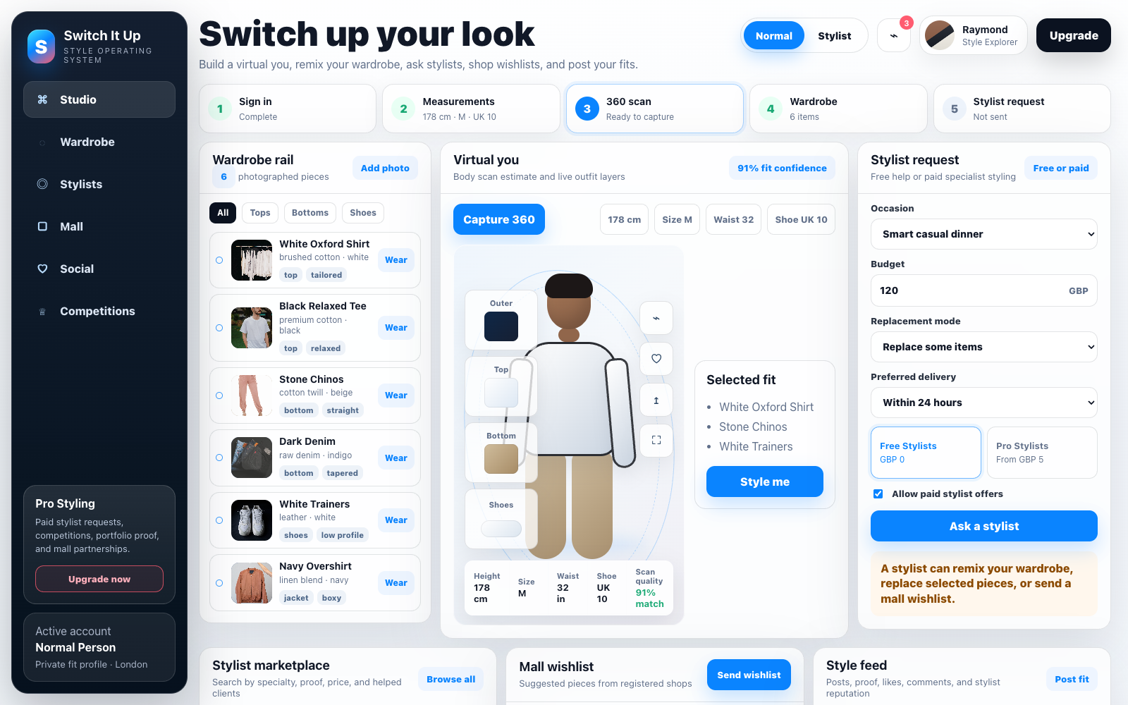 Switch It Up dashboard screenshot